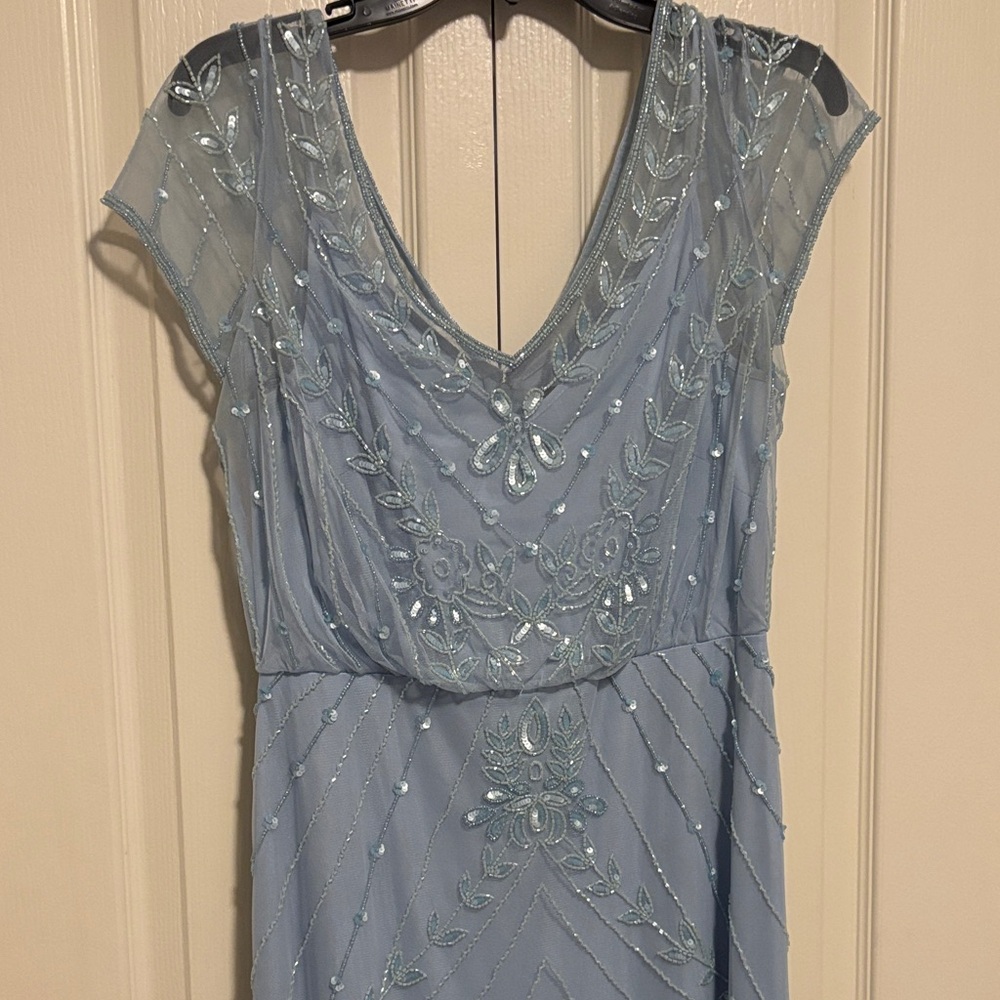 Elegant Blue Embroidered Dress size6